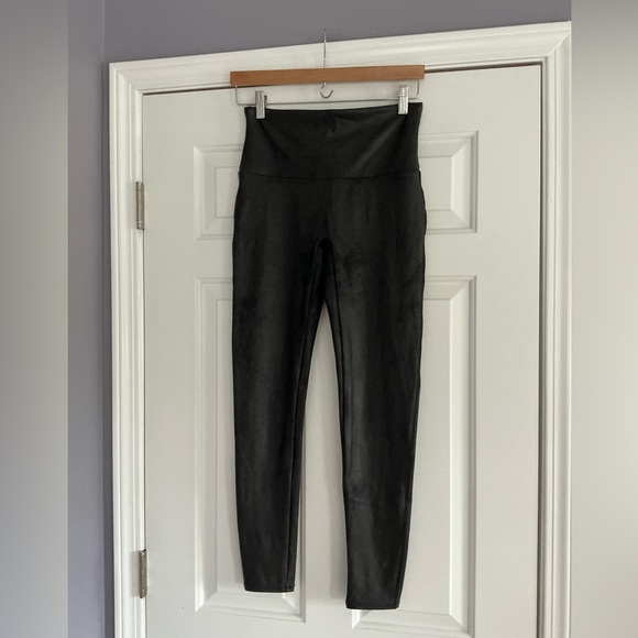 SPANX Faux Leather Black High Rise Ankle Leggings L - Picture 2 of 12